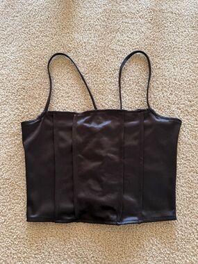 H&M Black Corset-Style Spaghetti Strap Crop Top